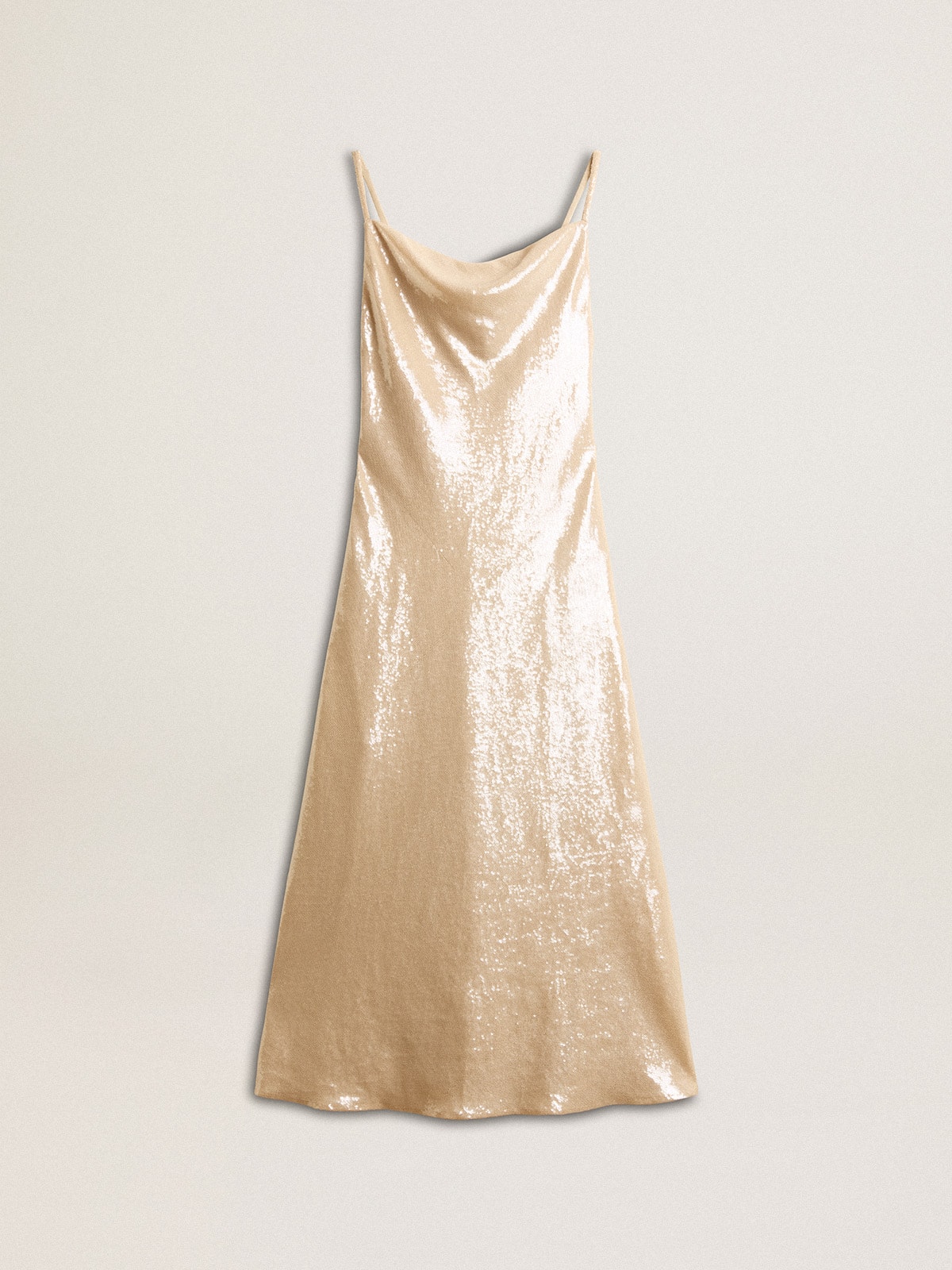 Golden Goose - Slip dress à sequins couleur parchemin in 