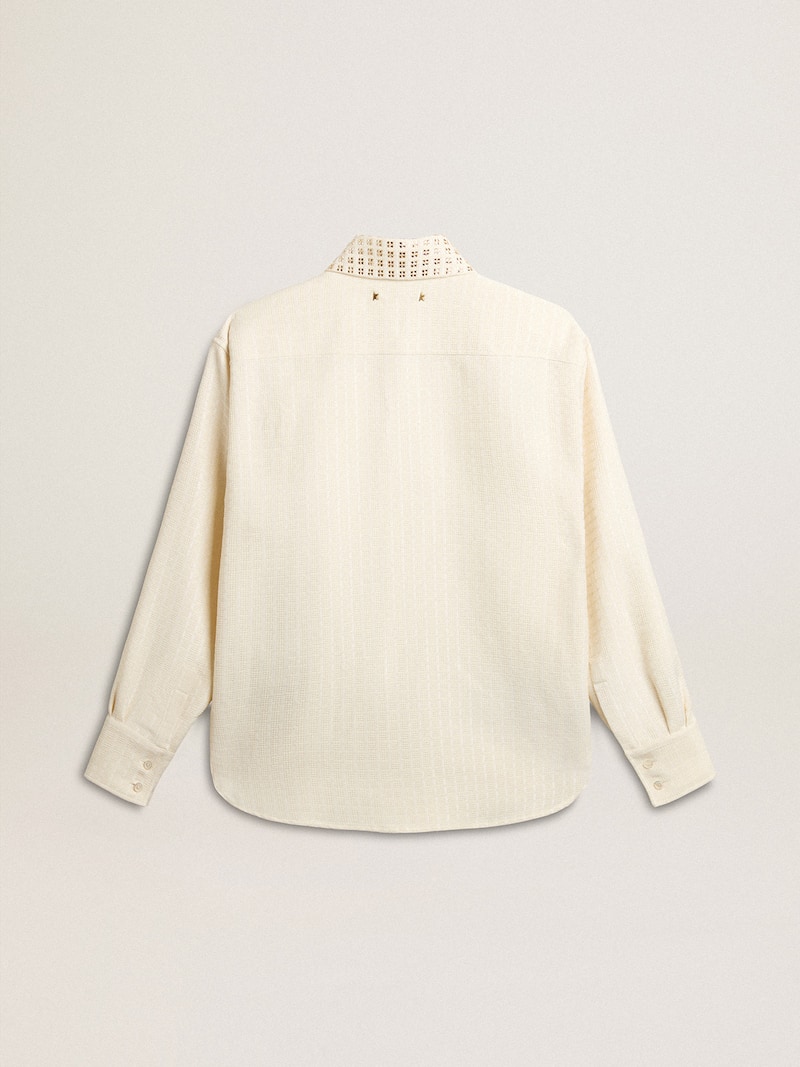 Golden Goose - Camisa de mujer de mezcla de algod&oacute;n y viscosa con cuello adornado con cristales in 
