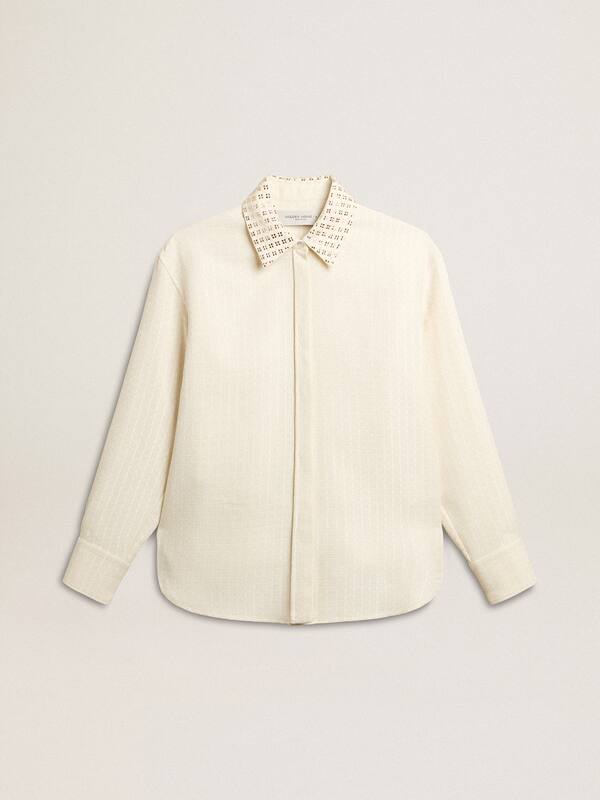 Golden Goose - Women's viscose and cotton blend shirt with crystal-embellished collar in 