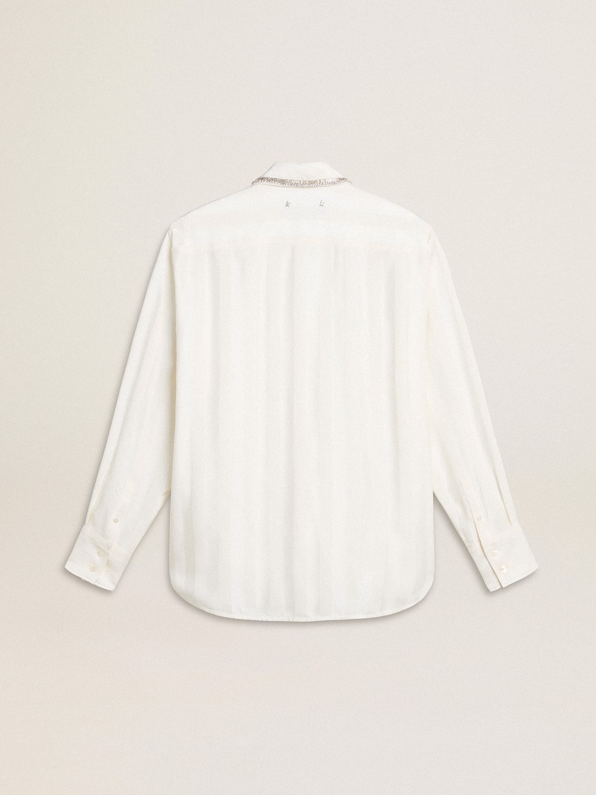 Golden Goose - Women's shirt with a vertical striped pattern and crystal embroidery in 