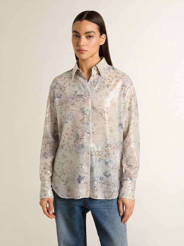 Golden Goose - Women's shirt with multicolor floral sequin print in 