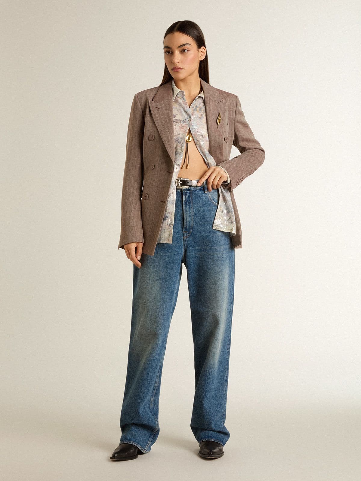 Golden Goose - Women's shirt with multicolor floral sequin print in 
