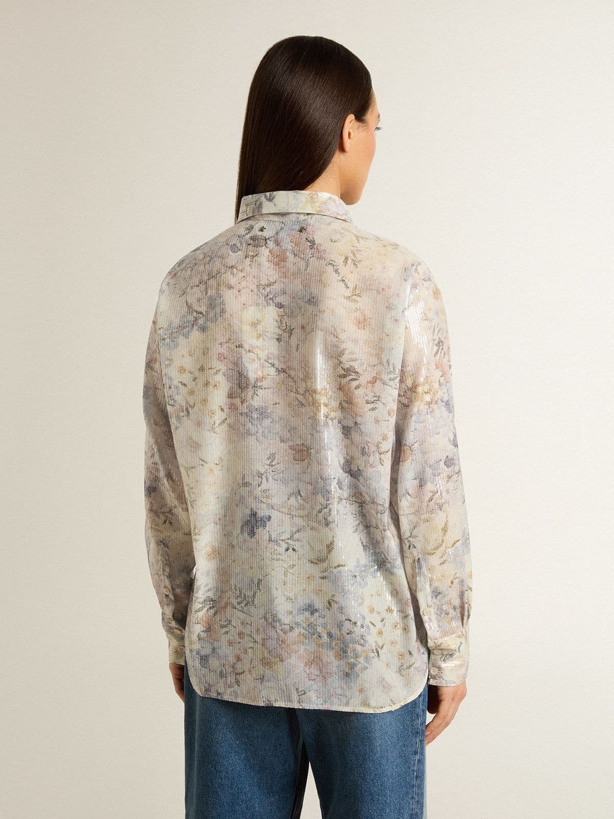 Golden Goose - Women's shirt with multicolor floral sequin print in 