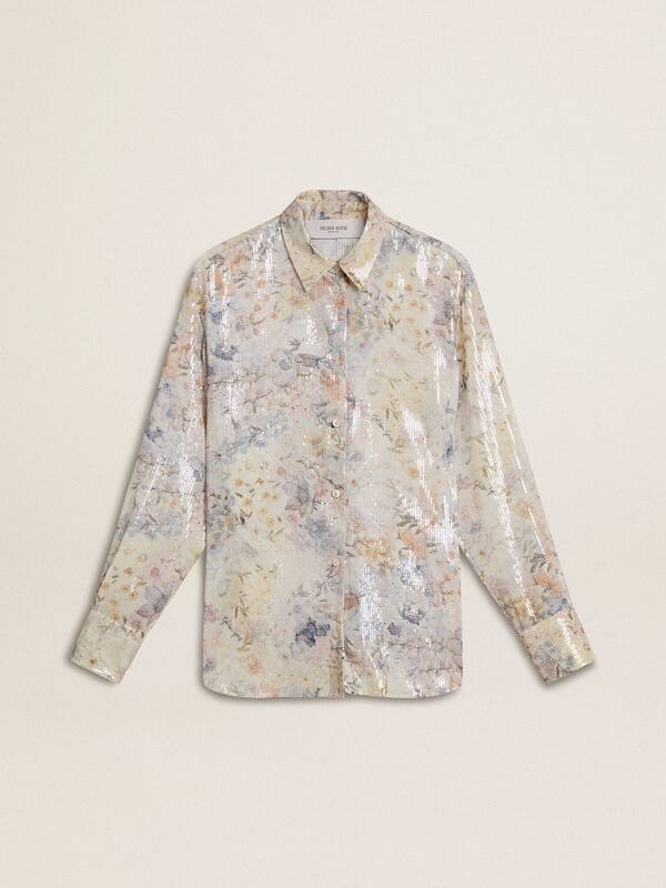 Golden Goose - Women's shirt with multicolor floral sequin print in 