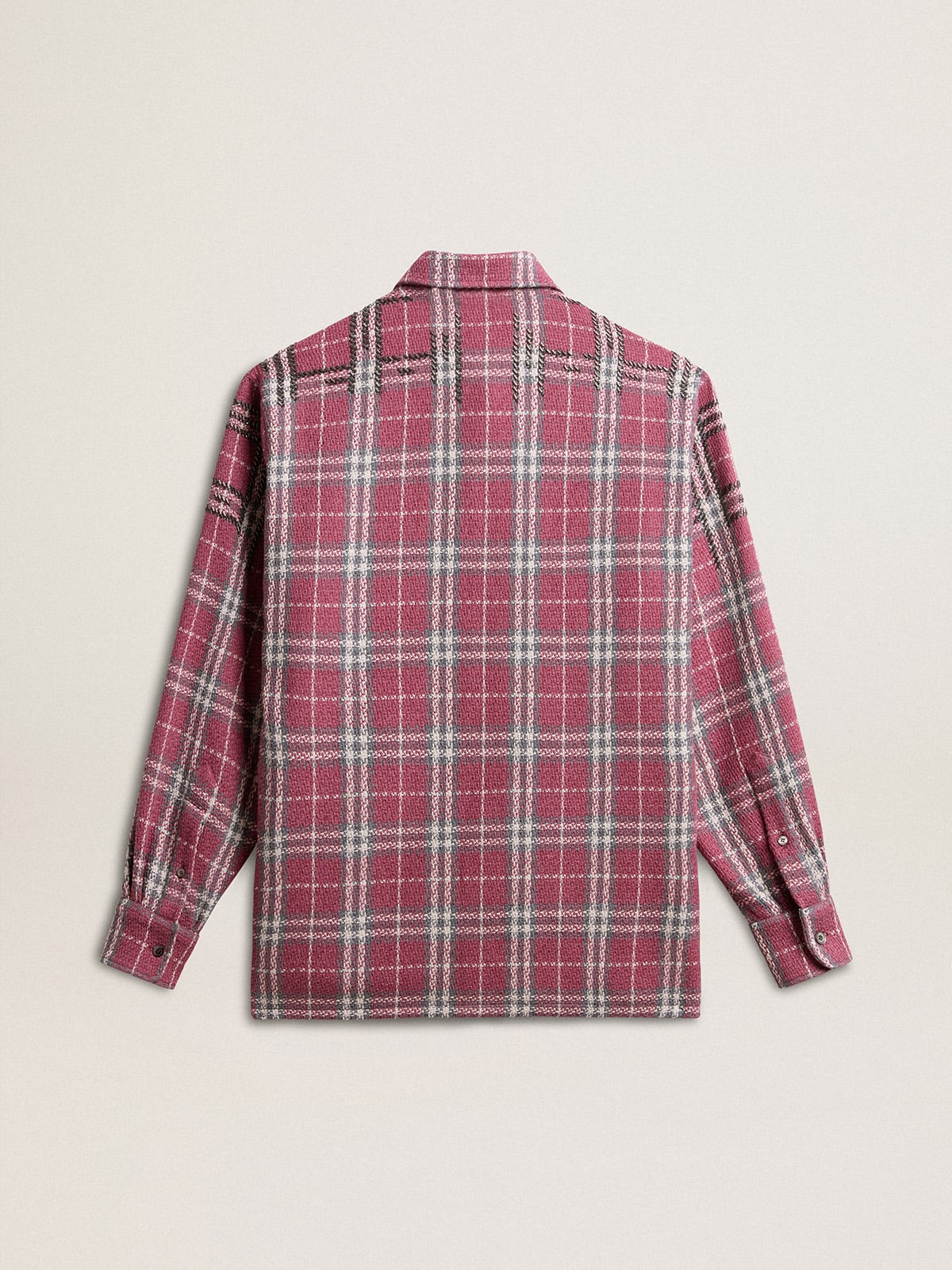 Golden Goose - Women's shirt with pink, sand and gray check embroidery in 