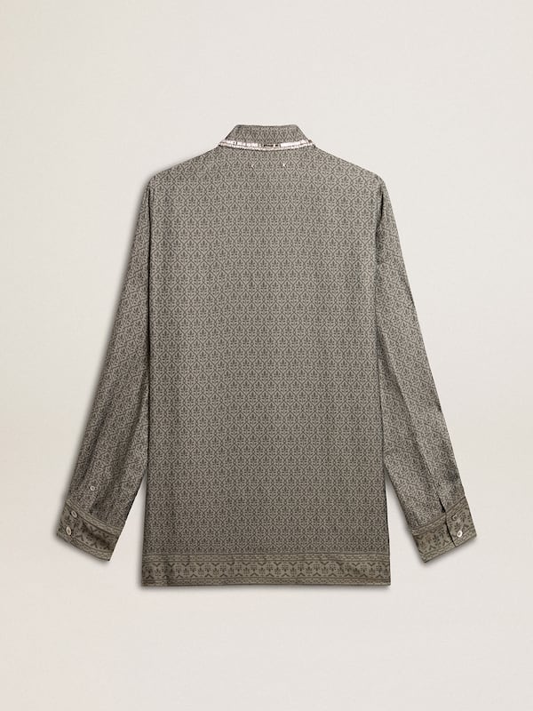 Golden Goose - Women's green viscose-blend silk shirt with floral pattern in 