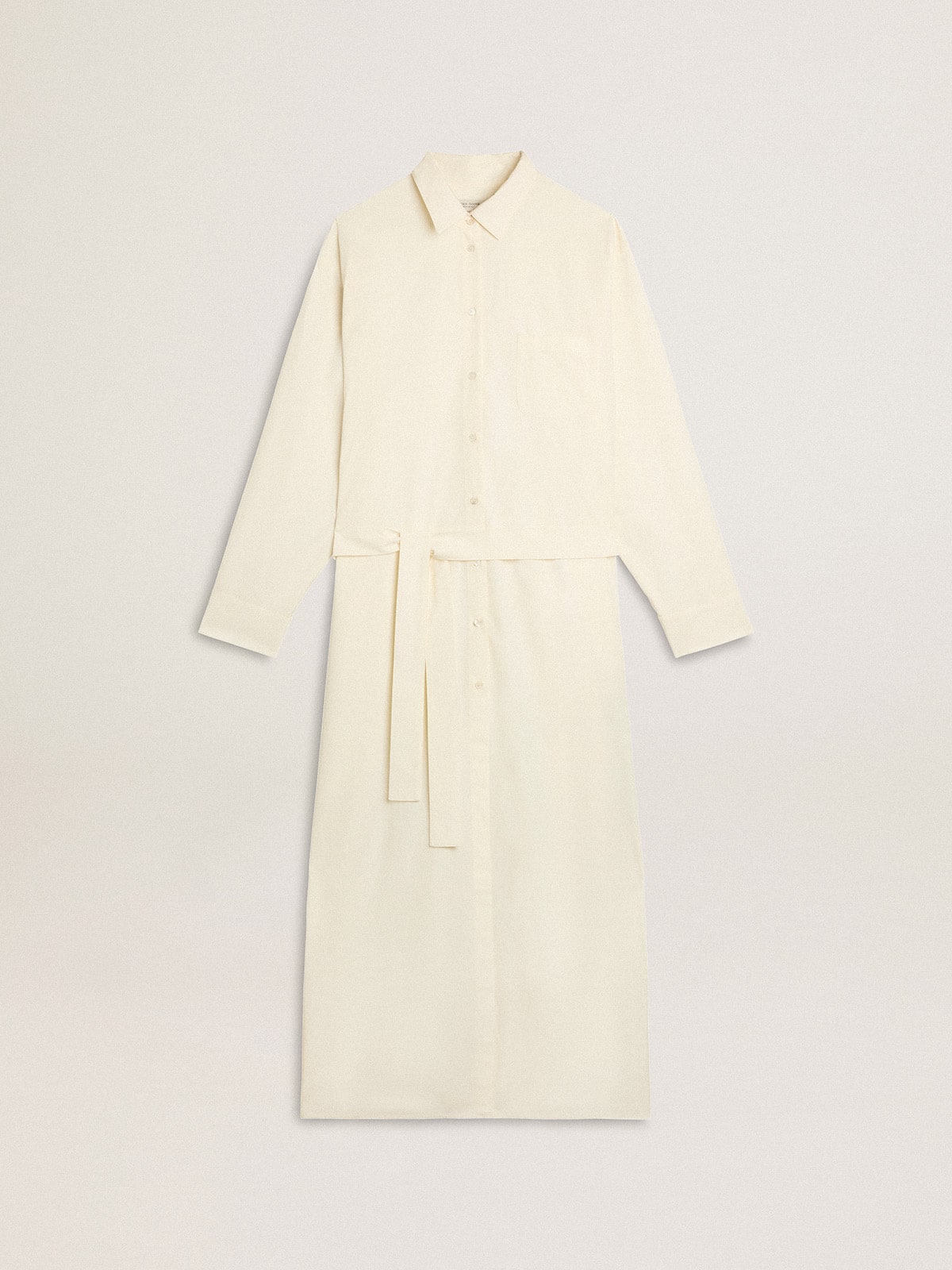 Golden Goose - Long shirt dress in solid color cotton poplin in 