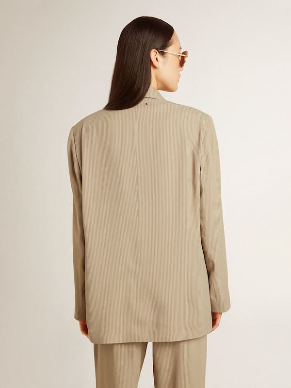 Golden Goose - Women's beige pinstripe single-breasted jacket with an oversized fit in 