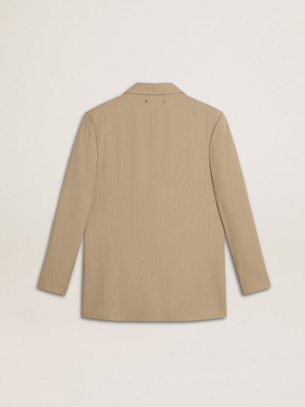 Golden Goose - Women's beige pinstripe single-breasted jacket with an oversized fit in 