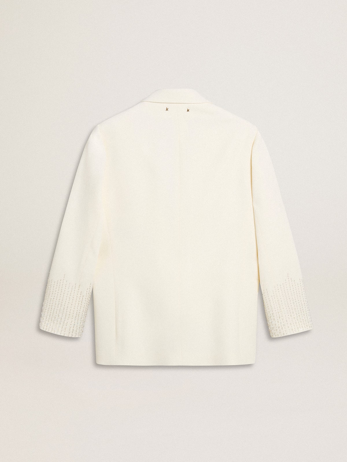 Golden Goose - Single-breasted oversize jacket in white with silk effect and embroidery in 