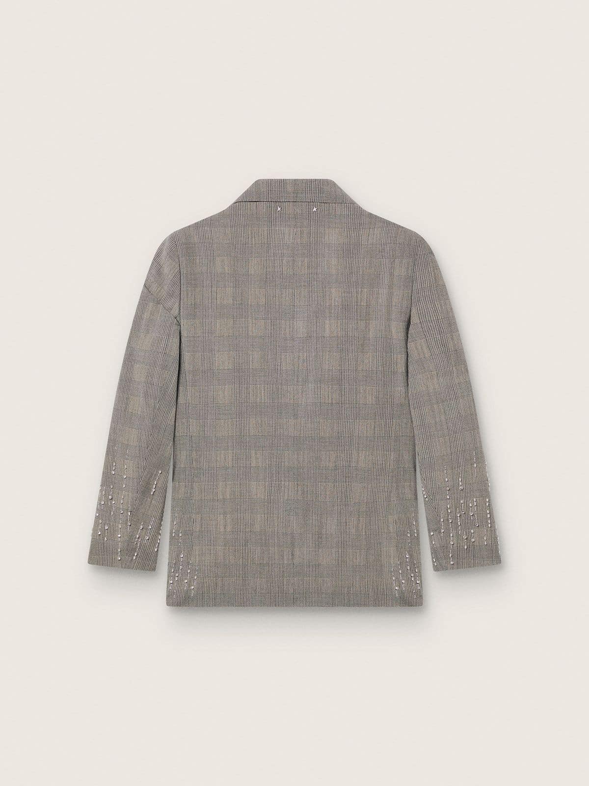 Golden Goose - Women's jacket in gray Prince of Wales check with crystal embroidery in 