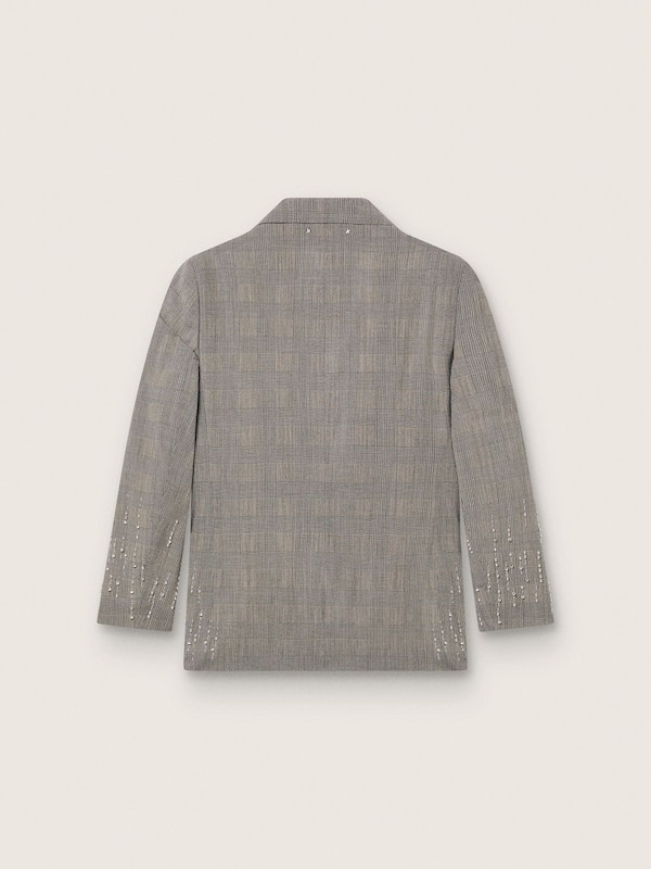 Women's jacket in gray Prince of Wales check with crystal embroidery