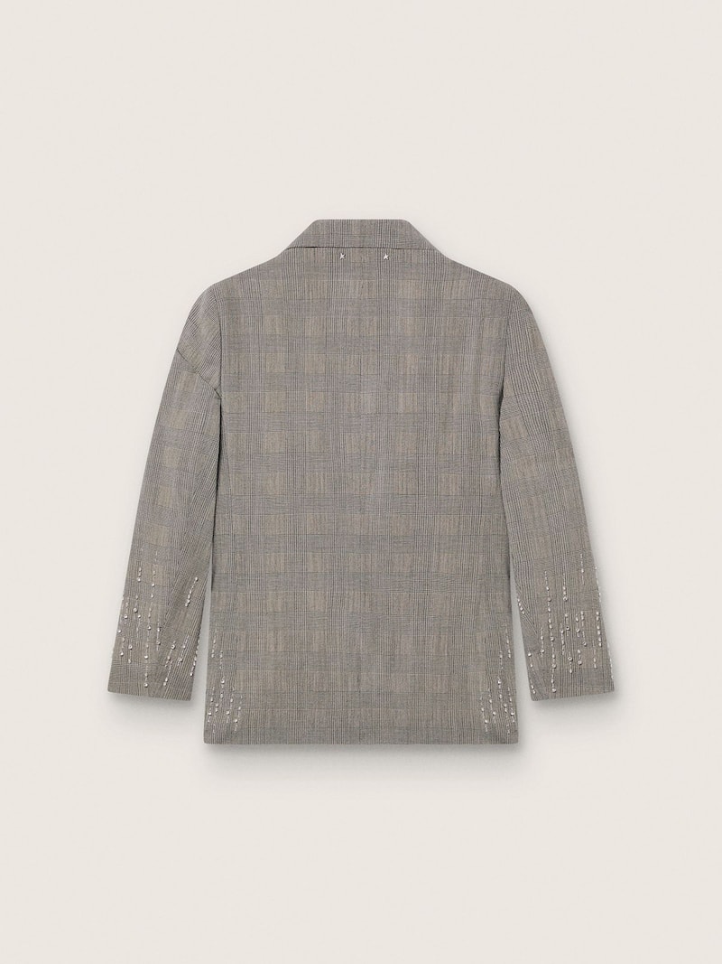 Golden Goose - Damenjacke aus grauem Prince-of-Wales-Stoff mit Kristallstickerei in 