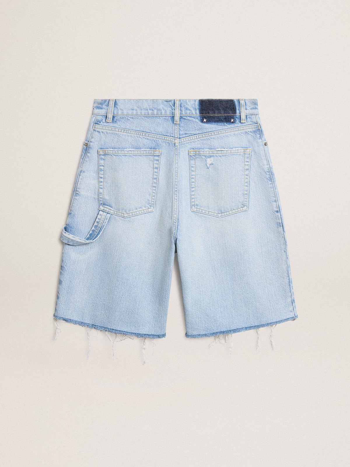 Golden Goose - Women's Bermuda shorts in lived-in effect denim in 