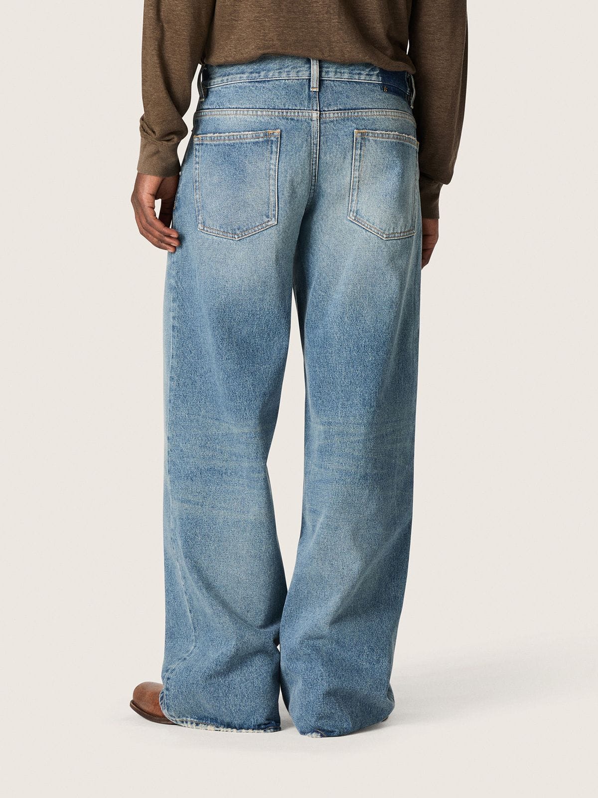 Golden women's boyfriend jeans stone-washed light blue denim