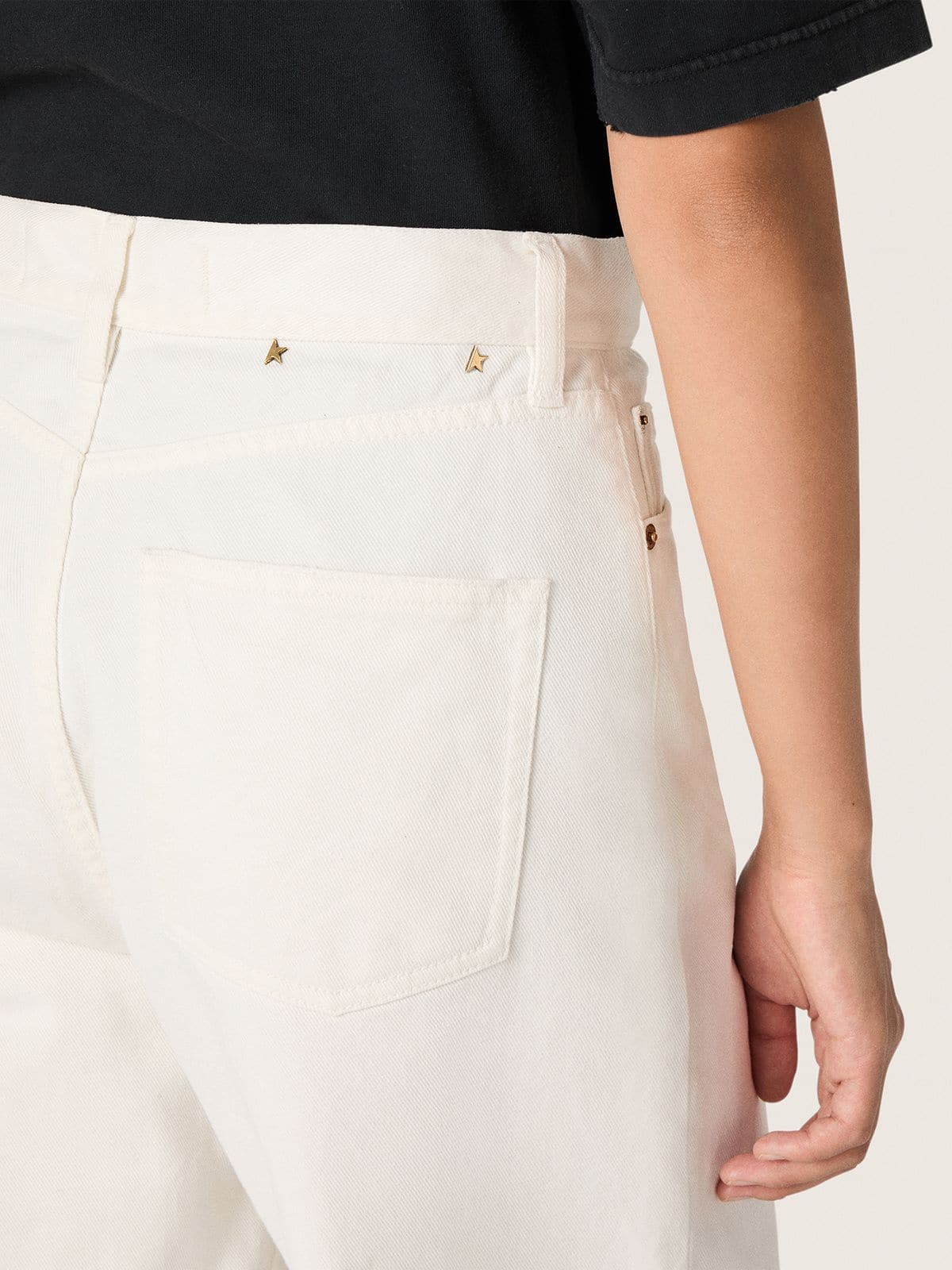 Golden Goose - Jeans boyfriend da Donna Golden in denim bull bianco ottico in 