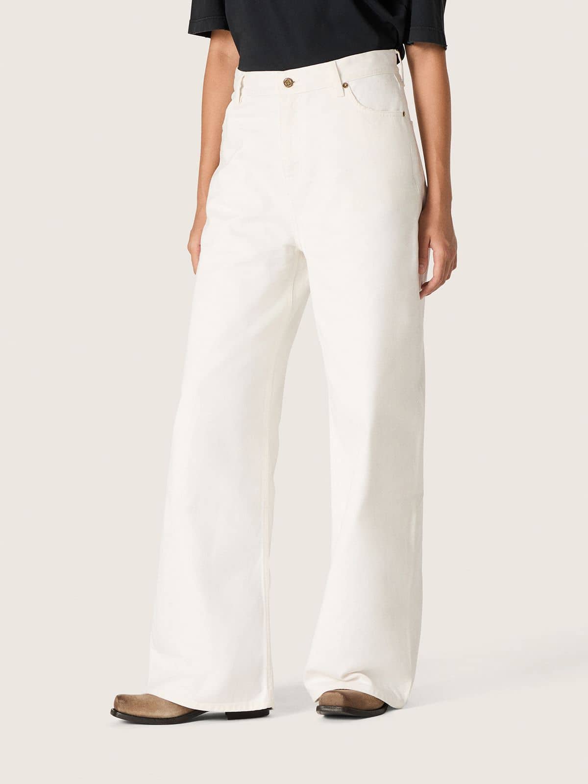 Golden Goose - Jeans boyfriend da Donna Golden in denim bull bianco ottico in 