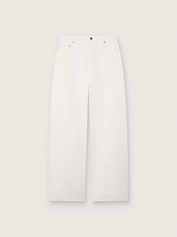 Golden Goose - Vaqueros boyfriend de mujer Golden en denim bull blanco &oacute;ptico in 