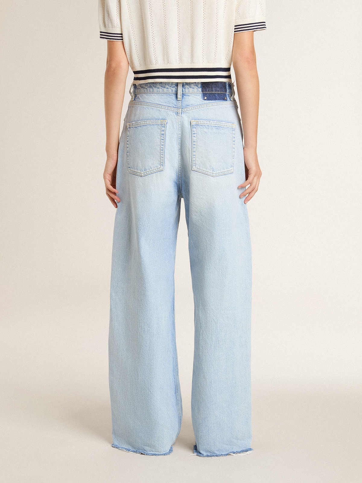 Golden Goose - Women's pants in lived-in effect denim in 