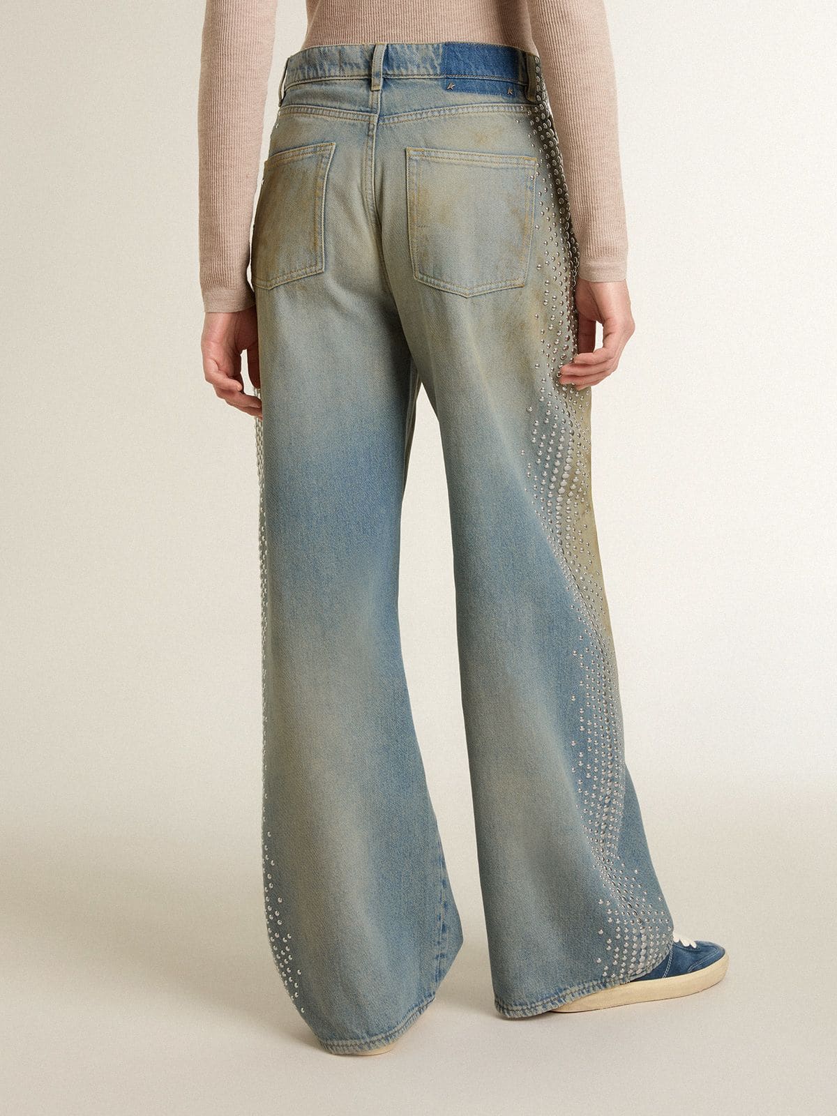 Golden Goose - Women's boyfriend jeans with a lived-in effect sand wash and studs in 