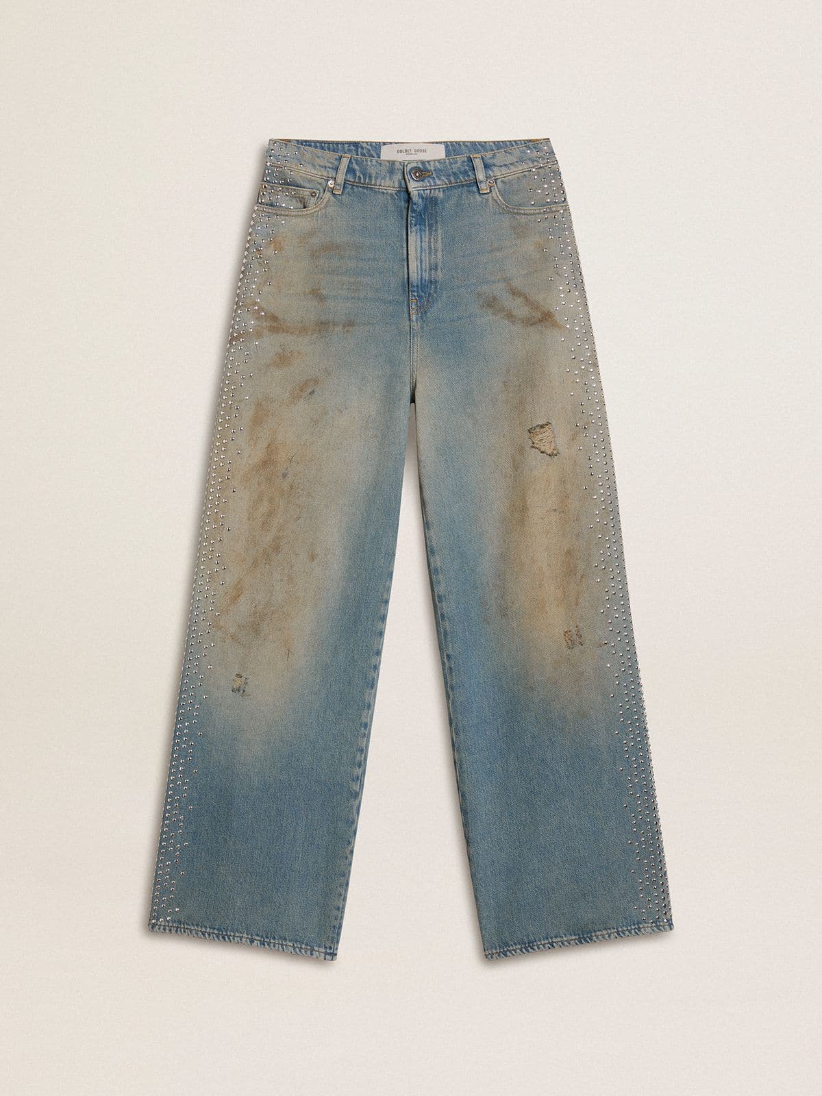 Golden Goose - Women's boyfriend jeans with a lived-in effect sand wash and studs in 