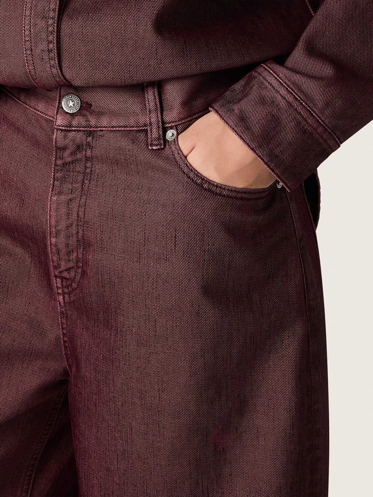 Golden Goose - Women's jeans in burgundy denim in 
