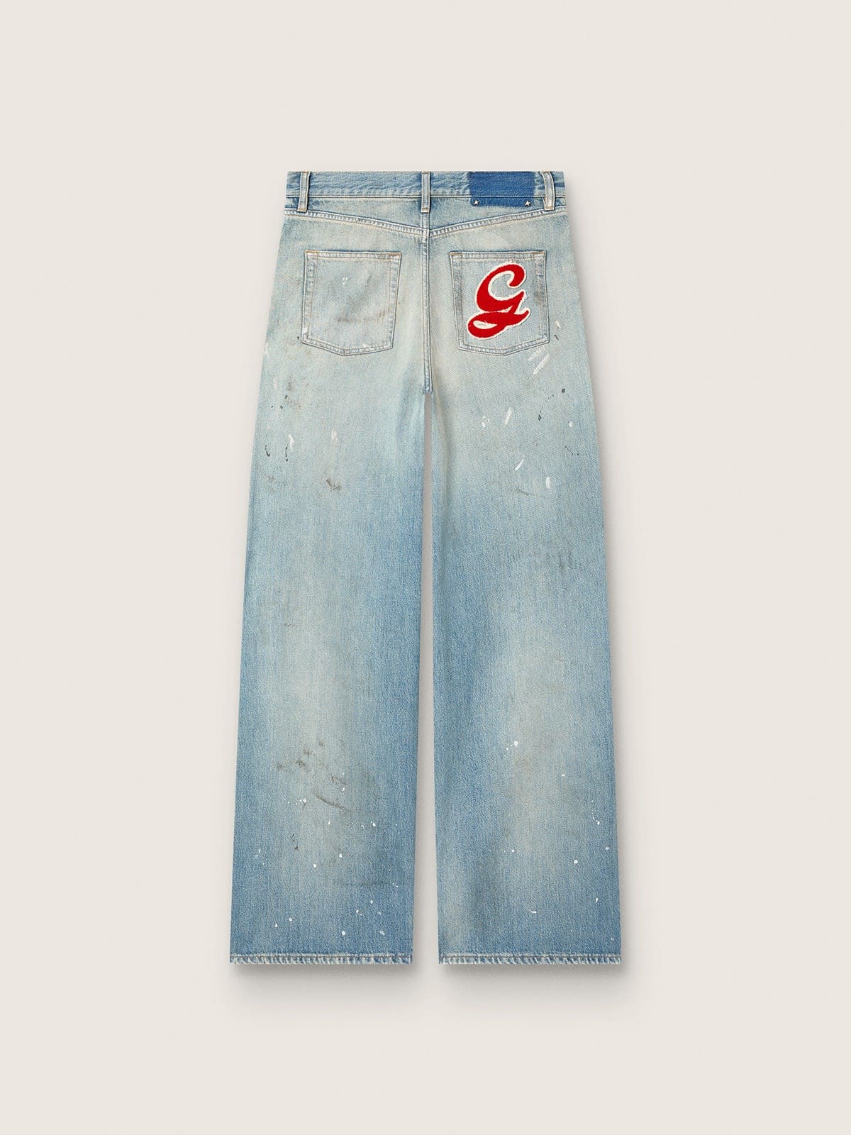 Golden Goose - Vaqueros de mujer en denim celeste con logotipo bordado Golden in 