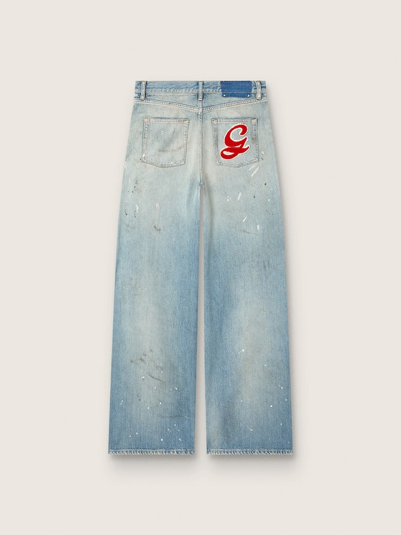 Golden Goose - Women's jeans in light blue denim with Golden embroidered logo in 