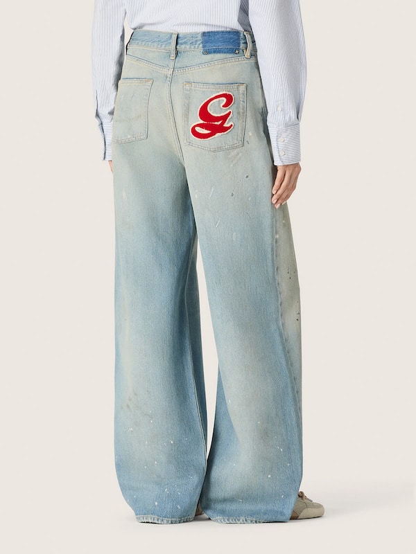 Golden Goose - Damenjeans aus azurblauem Denim mit Golden-Sticklogo in 