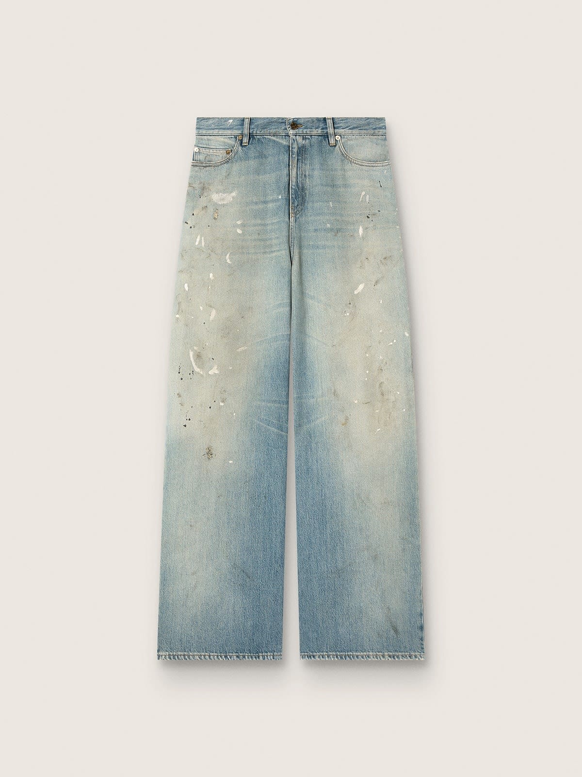 Golden Goose - Vaqueros de mujer en denim celeste con logotipo bordado Golden in 