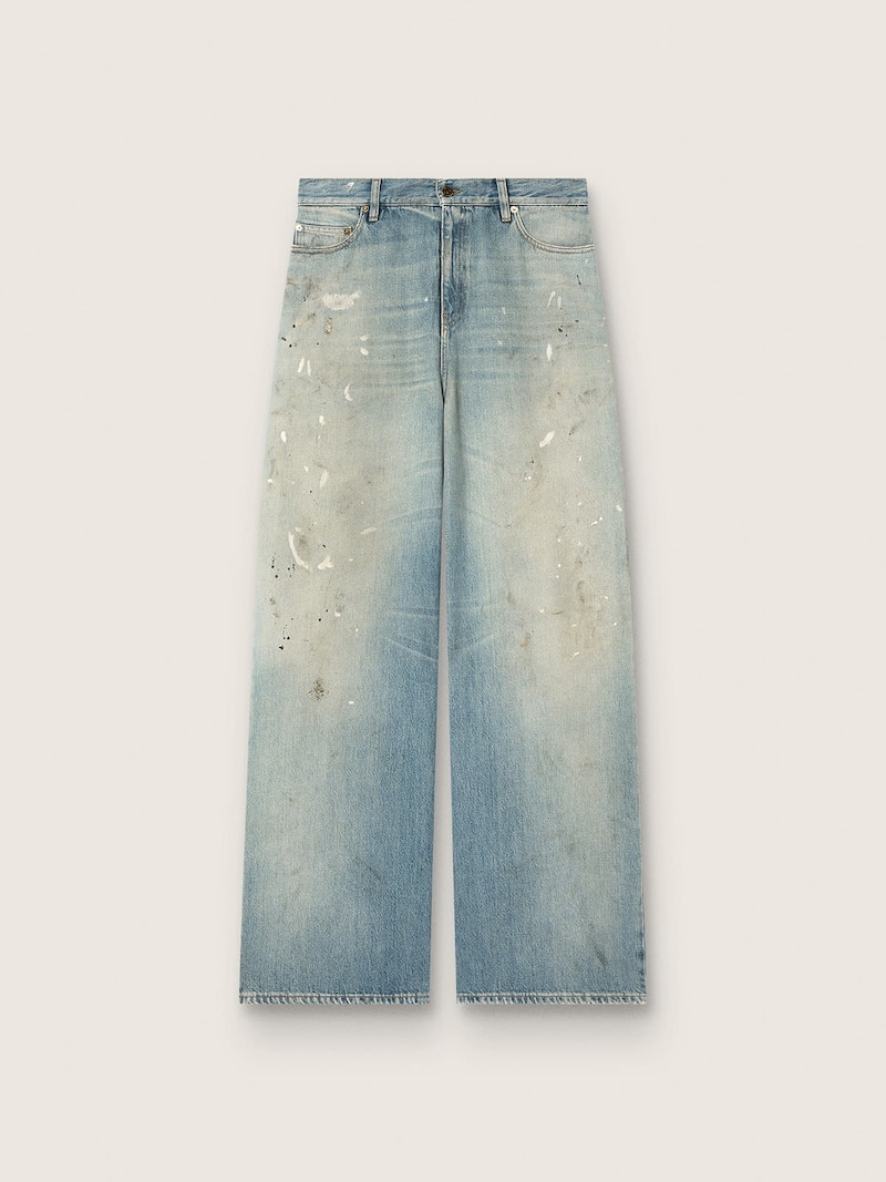 Jeans da donna in denim azzurro con logo ricamato Golden