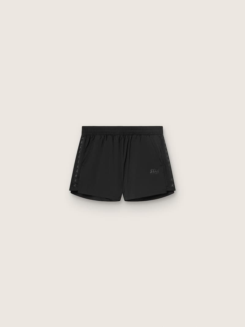 Pantaloncini sportivi neri doppio strato da donna