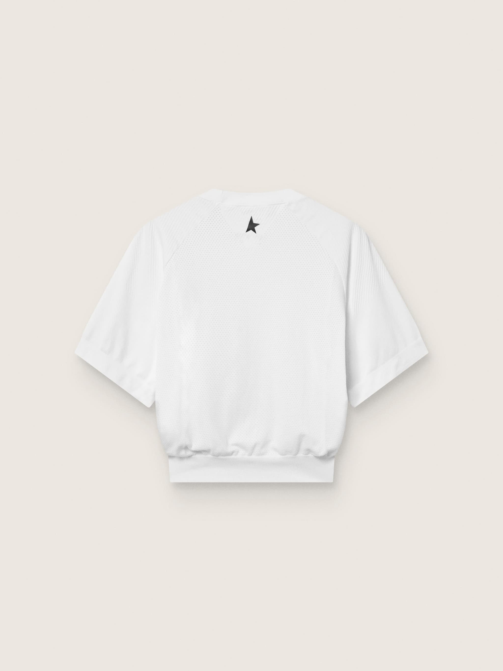 Golden Goose - Crop t-shirt sportiva bianca da donna in 