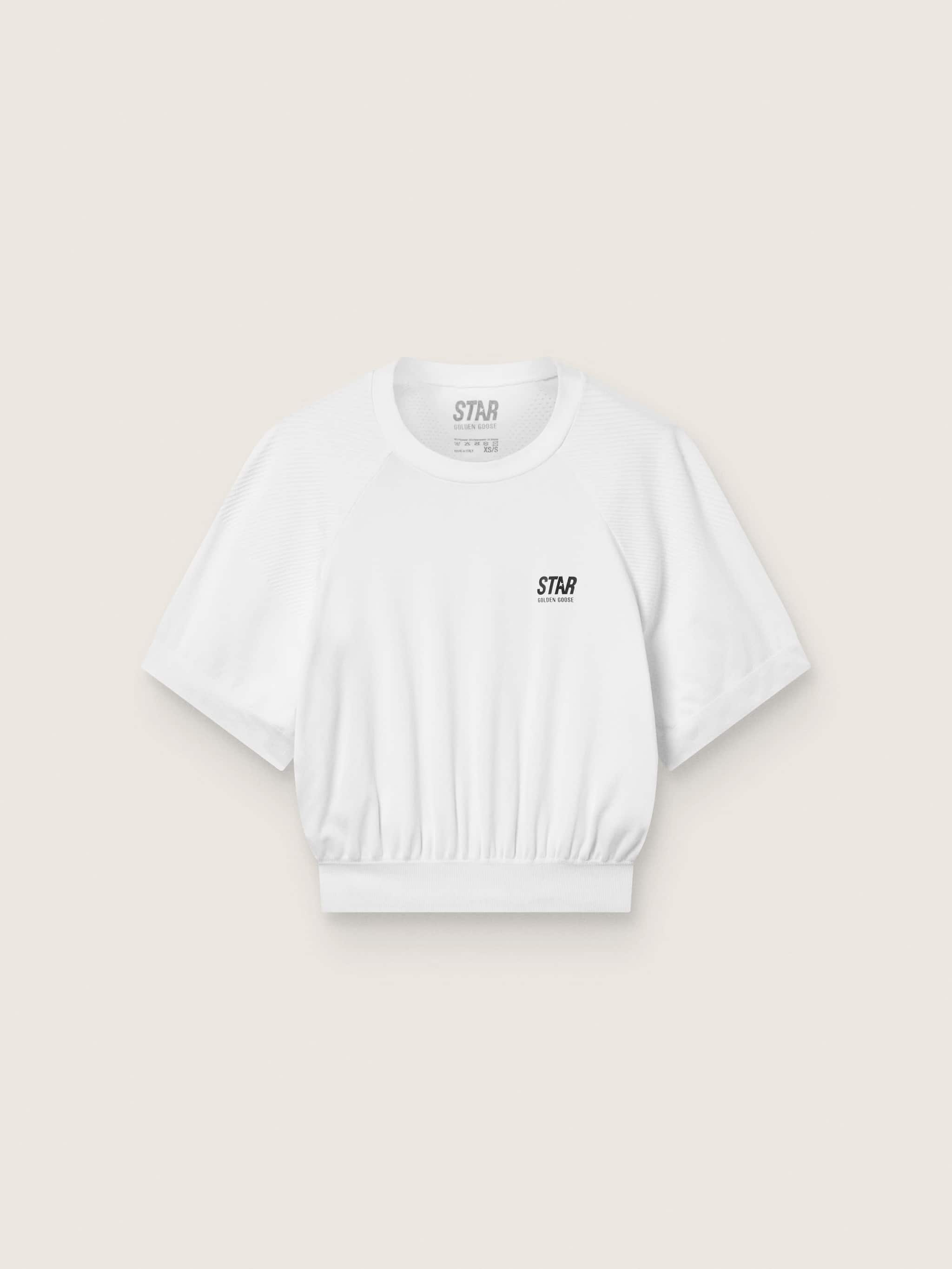 Golden Goose - Crop t-shirt sportiva bianca da donna in 