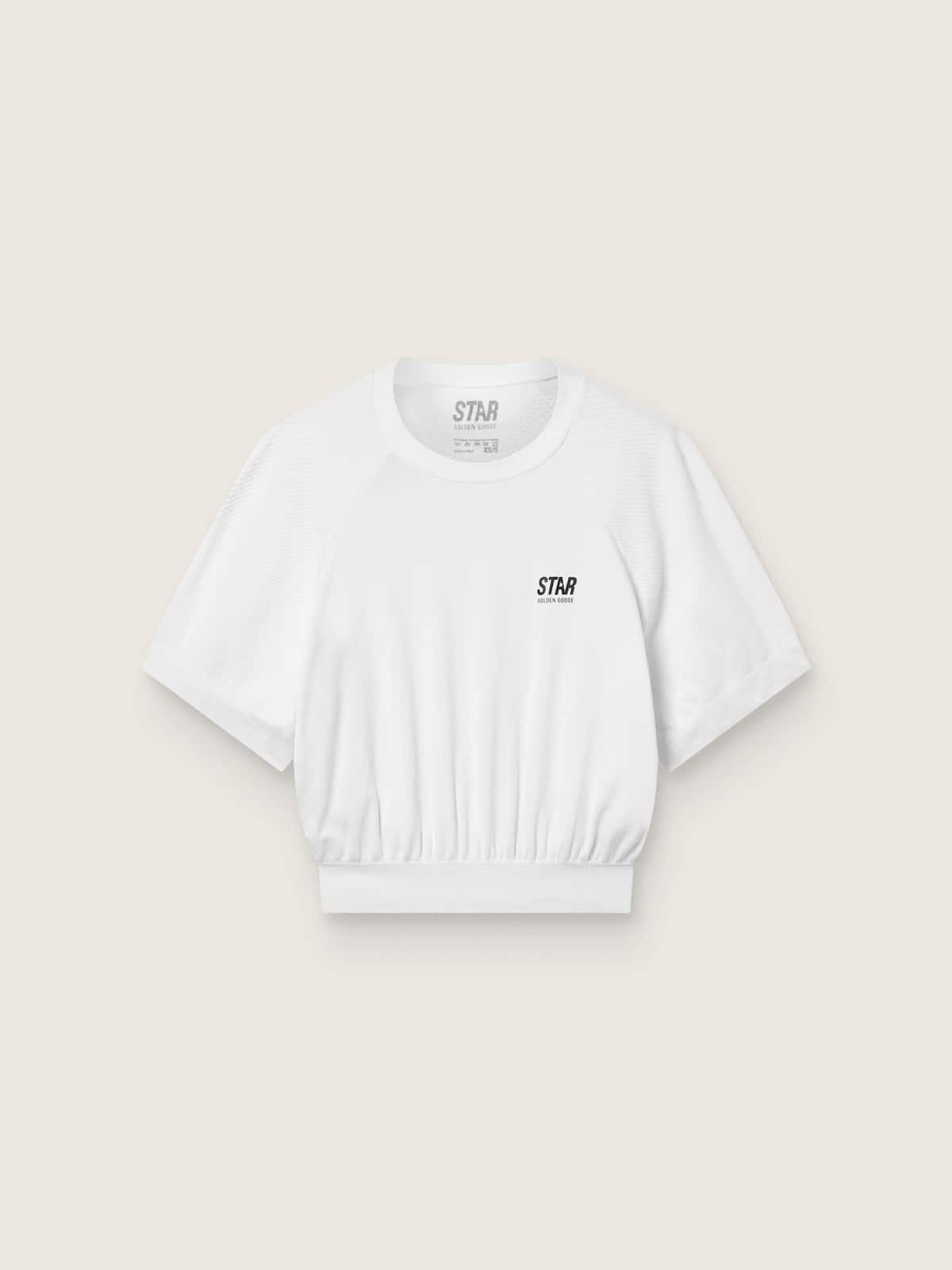 Golden Goose - Crop t-shirt sportiva bianca da donna in 