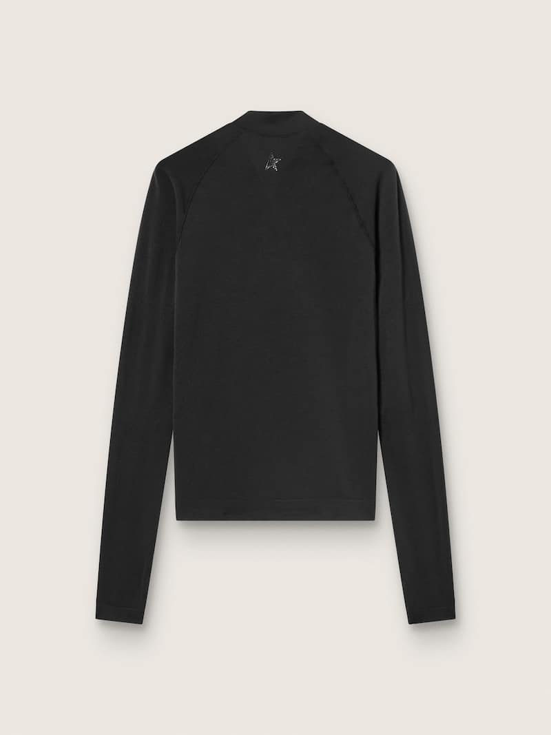 Golden Goose - Schwarzes Damensportshirt mit langem Arm und Rei&szlig;verschluss in 
