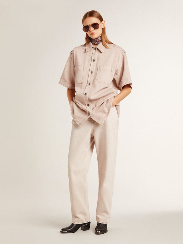 Golden Goose - Women's oversized fit pink dyed denim shirt  in 