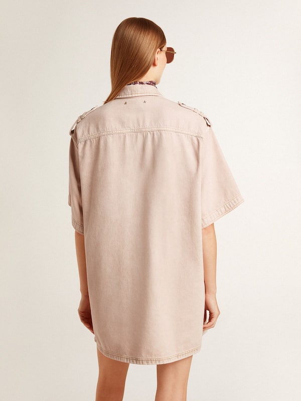 Golden Goose - Women's oversized fit pink dyed denim shirt  in 
