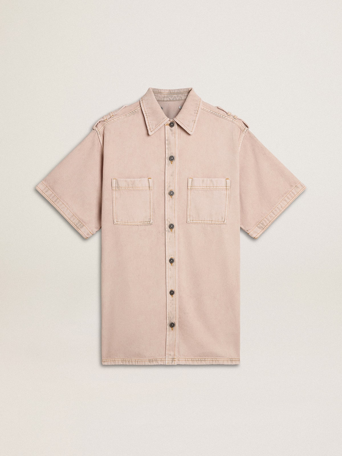 Golden Goose - Camicia da donna in denim dyed rosa dal fit over  in 