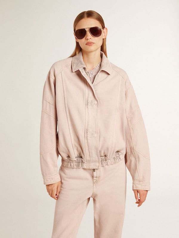 Golden Goose - Women's pink dyed denim bomber jacket in 