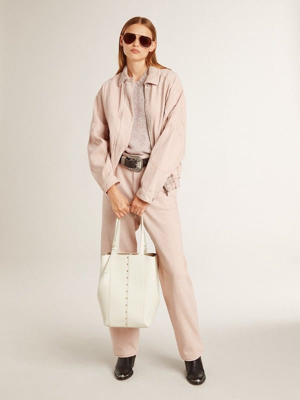 Golden Goose - Women's pink dyed denim bomber jacket in 