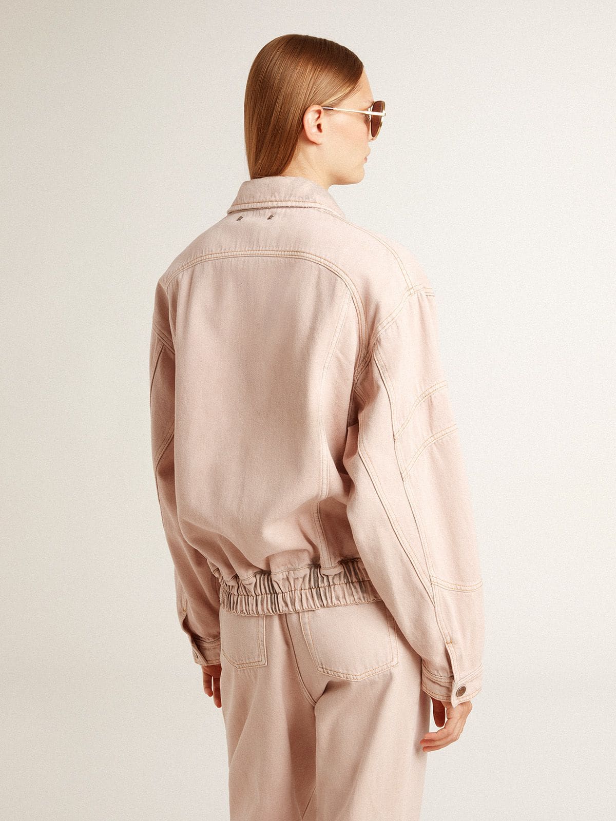 Women's pink dyed denim bomber jacket | Golden Goose