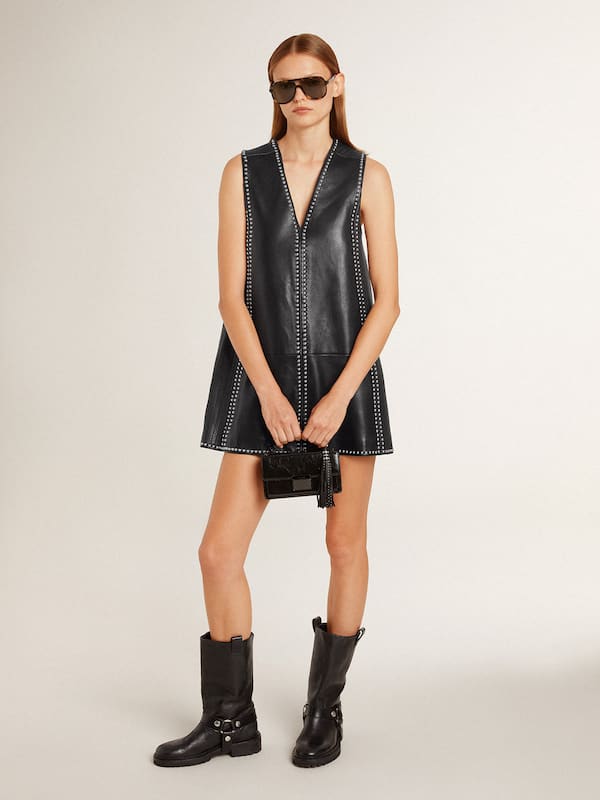 Golden Goose - Women’s black nappa leather dress with studs in 