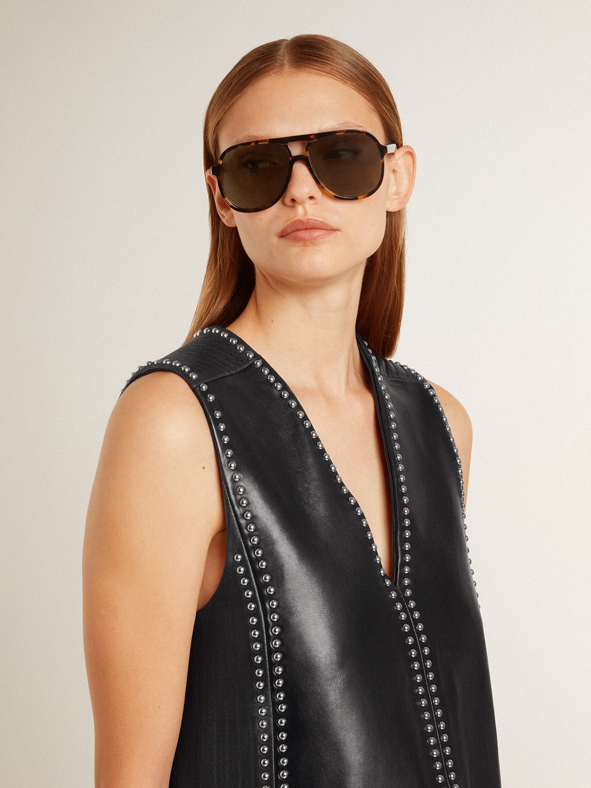 Golden Goose - Women’s black nappa leather dress with studs in 