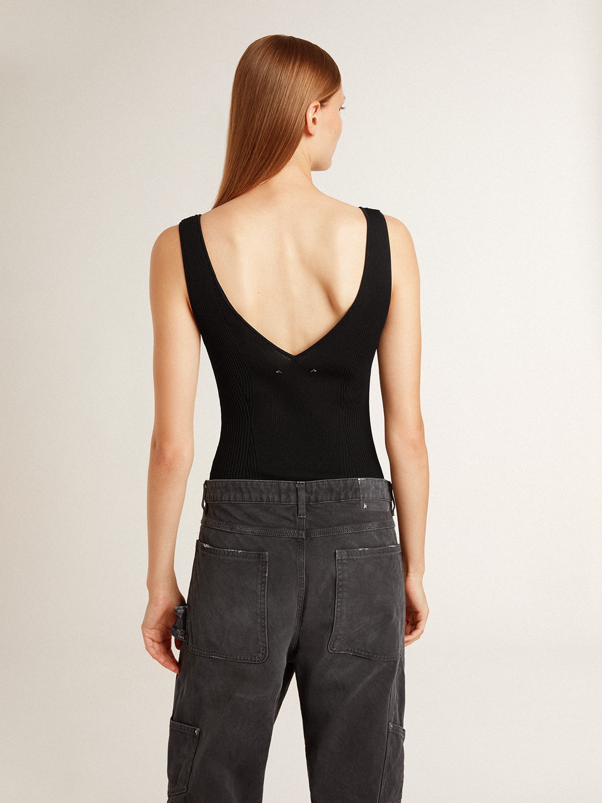 Golden Goose - Women's black V-neck bodysuit in 