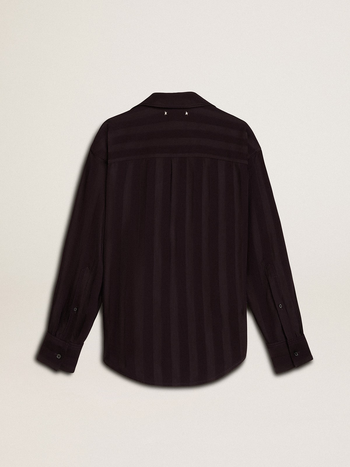 Golden Goose - Women's black shirt with vertical stripes and side knot closure  in 