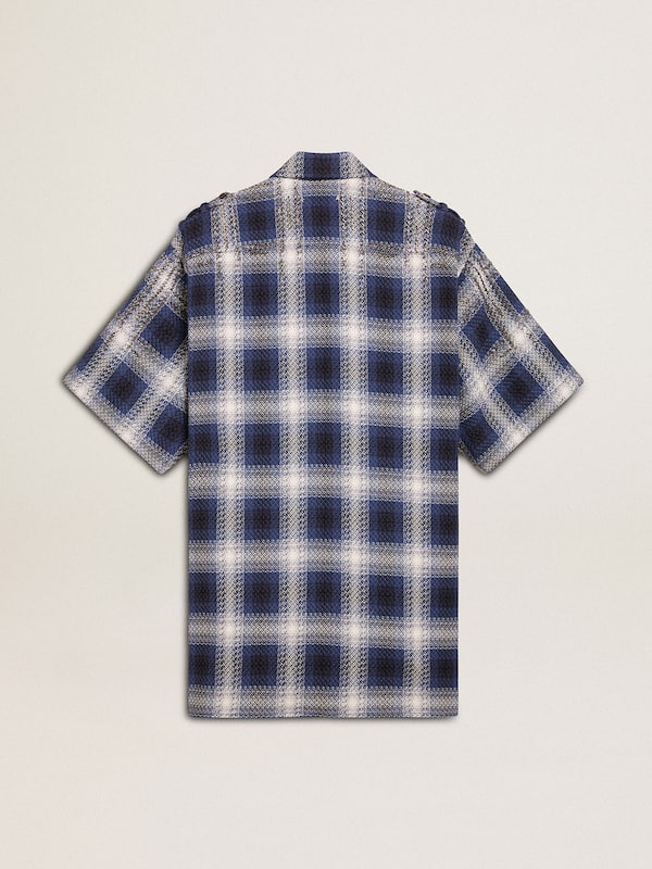 Golden Goose - Women's short shirt dress with 3D checkerboard pattern and embroidery in 