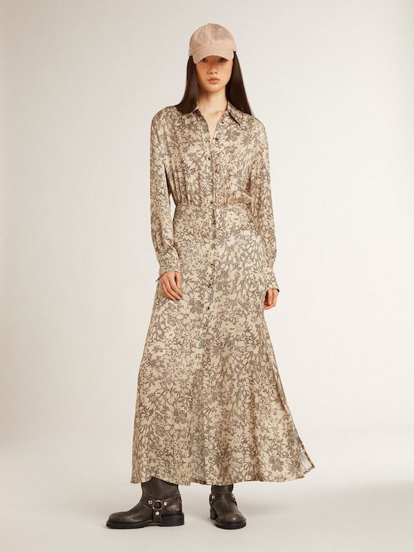 Golden Goose - Women's silk-blend midi dress with a floral print  in 