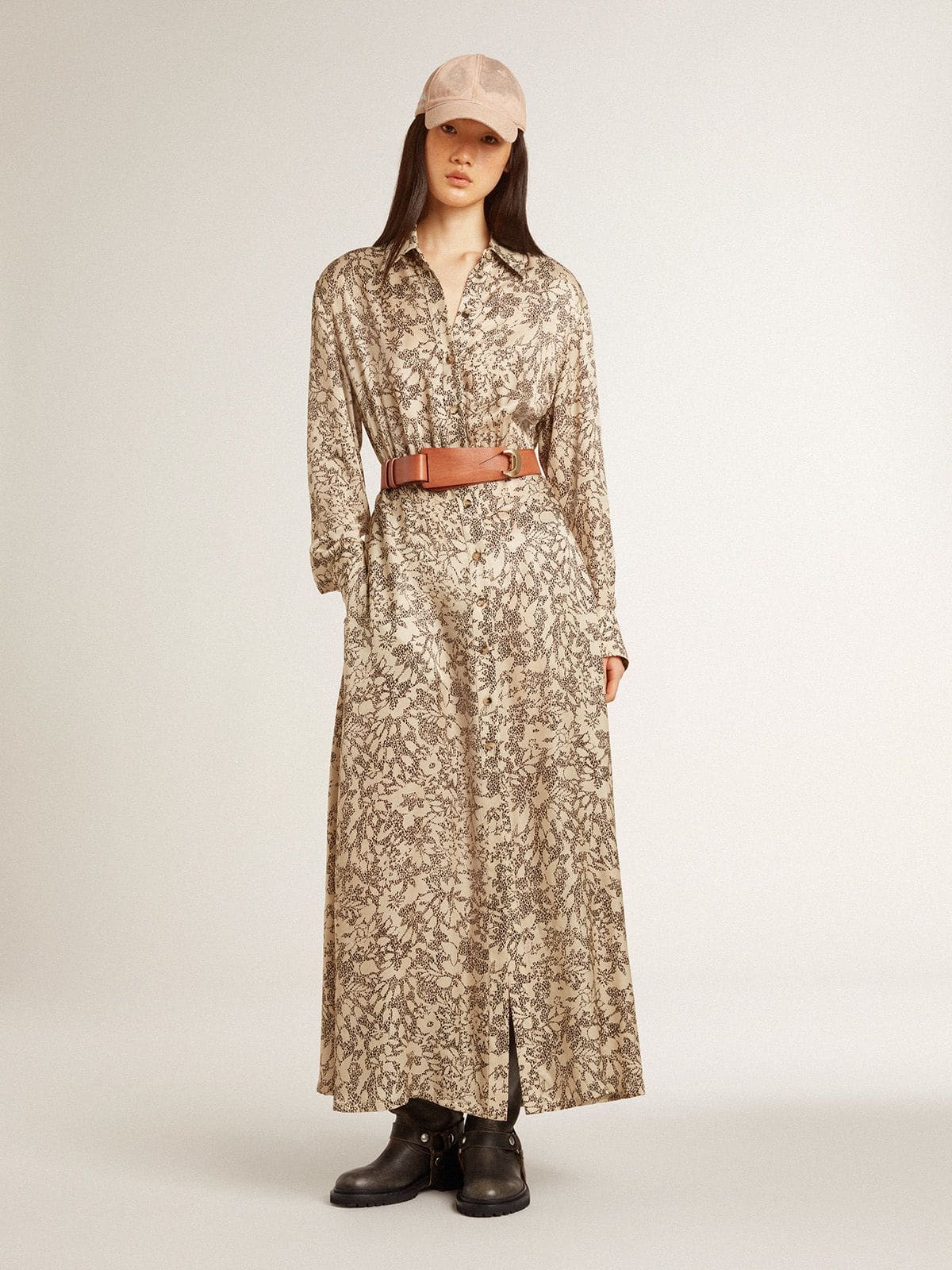 Golden Goose - Vestido midi de mujer en mezcla de seda con estampado floral  in 