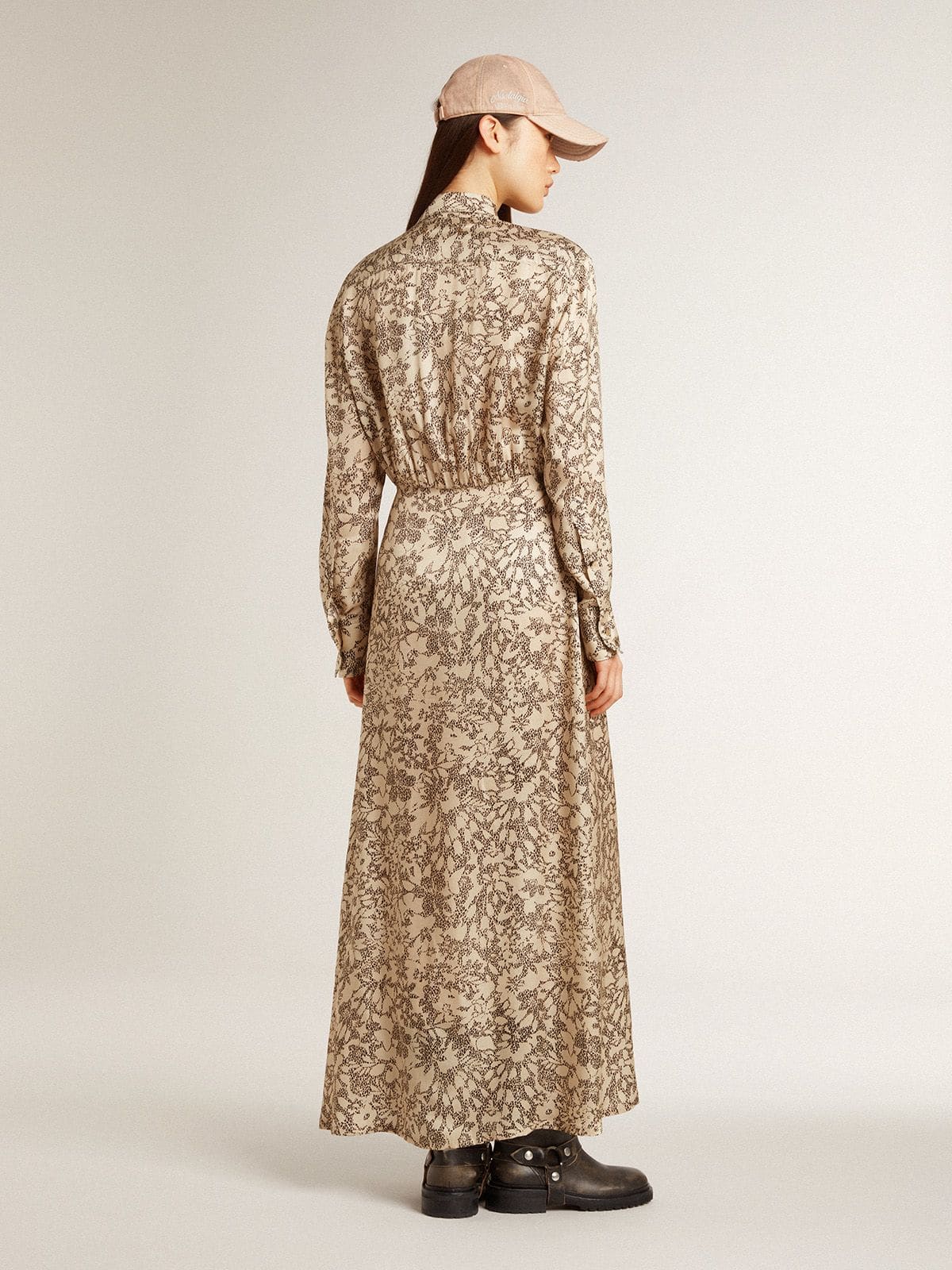 Golden Goose - Vestido midi de mujer en mezcla de seda con estampado floral  in 
